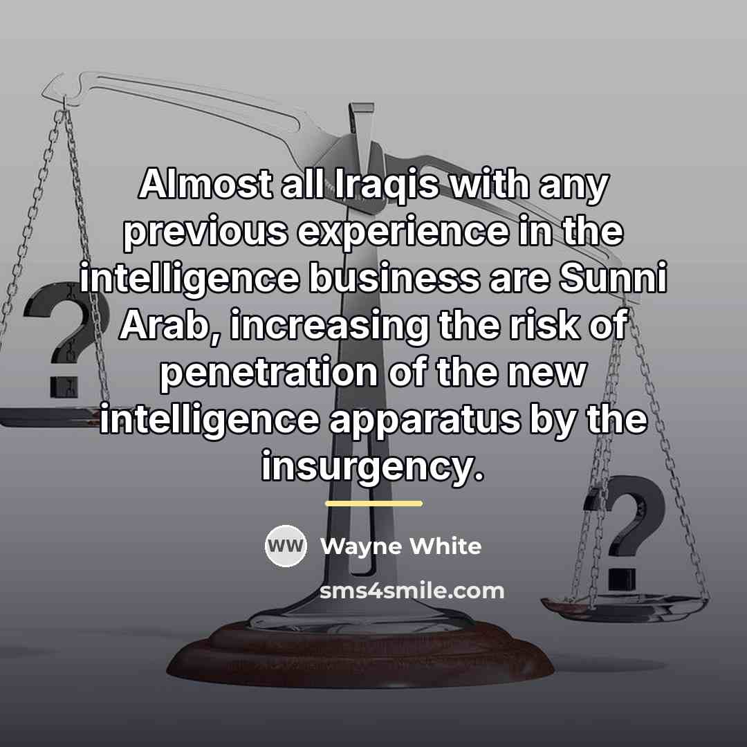 “Almost all Iraqis with any previous experience in the intelligence…” quote by Wayne White