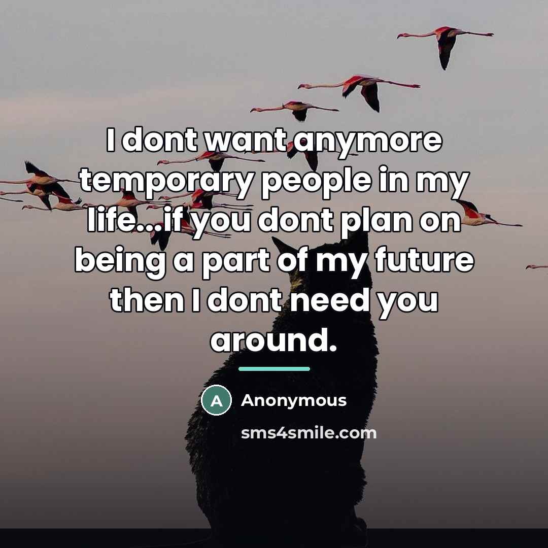 “I dont want anymore temporary people in my life...if you…” quote by Anonymous