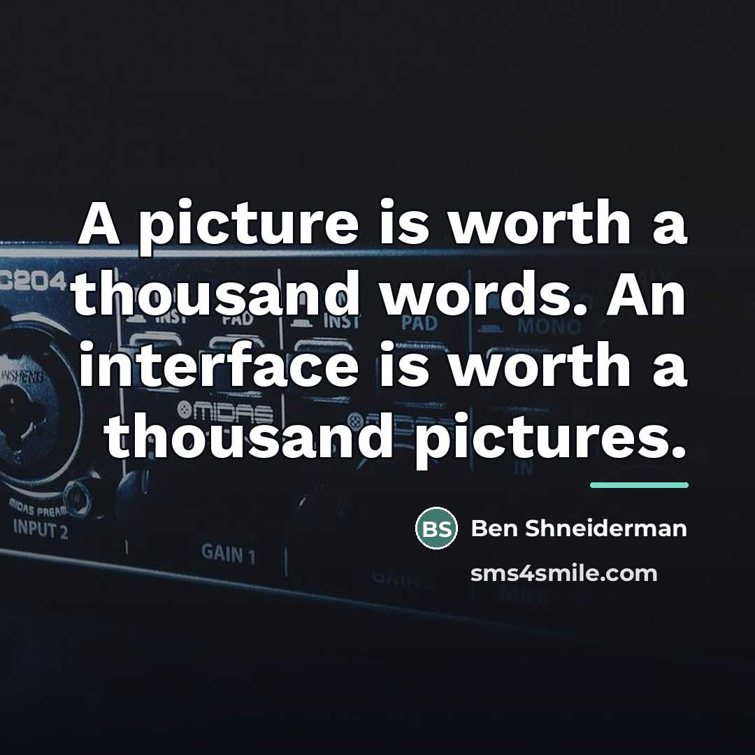 “A picture is worth a thousand words. An interface is…” quote by Ben Shneiderman
