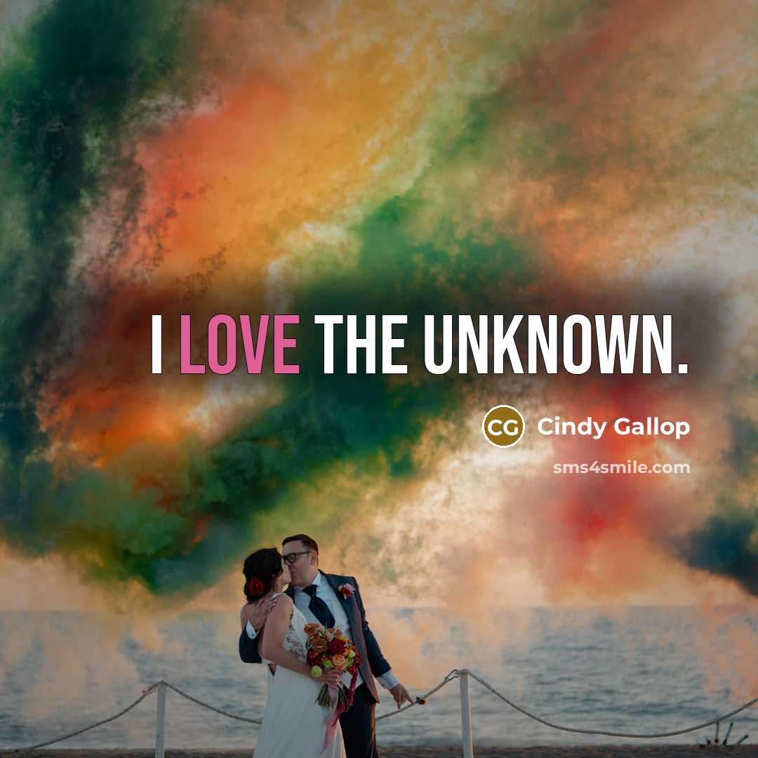 “I love the unknown.…” quote by Cindy Gallop