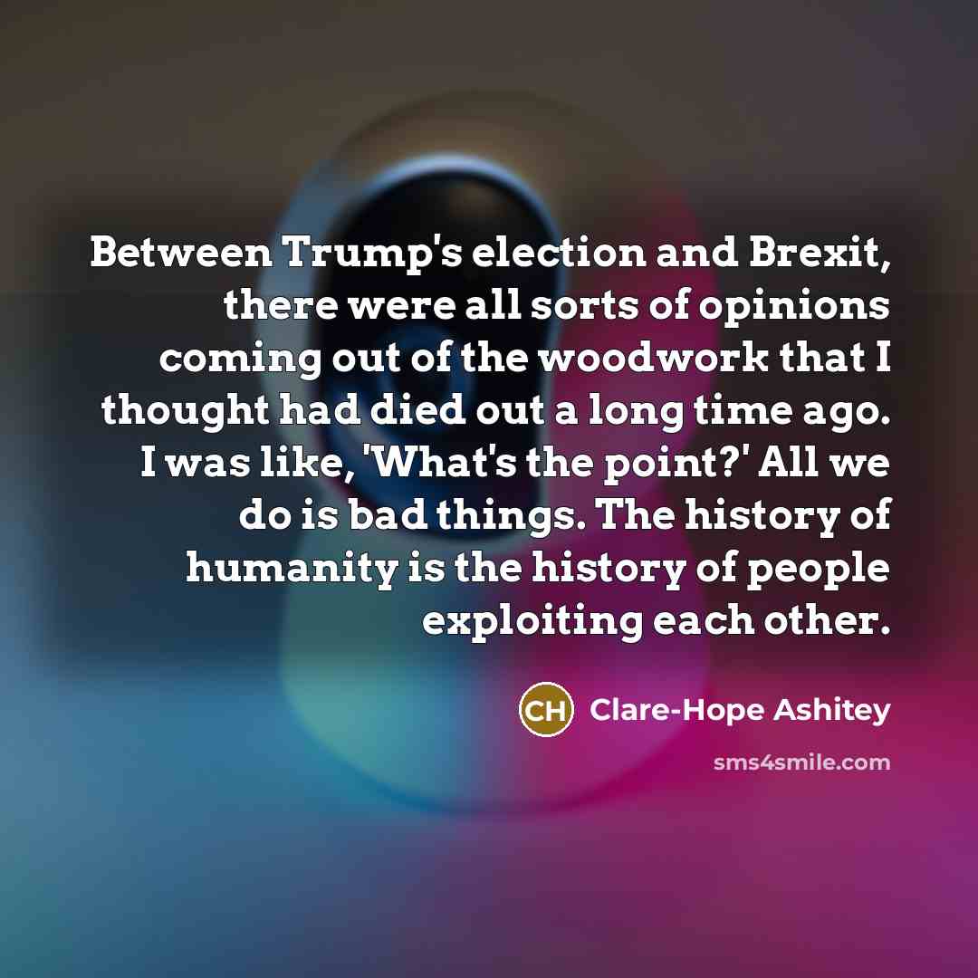 “Between Trump's election and Brexit, there were all sorts of…” quote by Clare-Hope Ashitey
