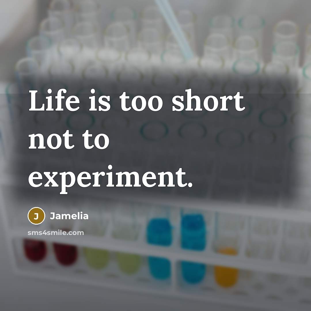 “Life is too short not to experiment.” quote by Jamelia