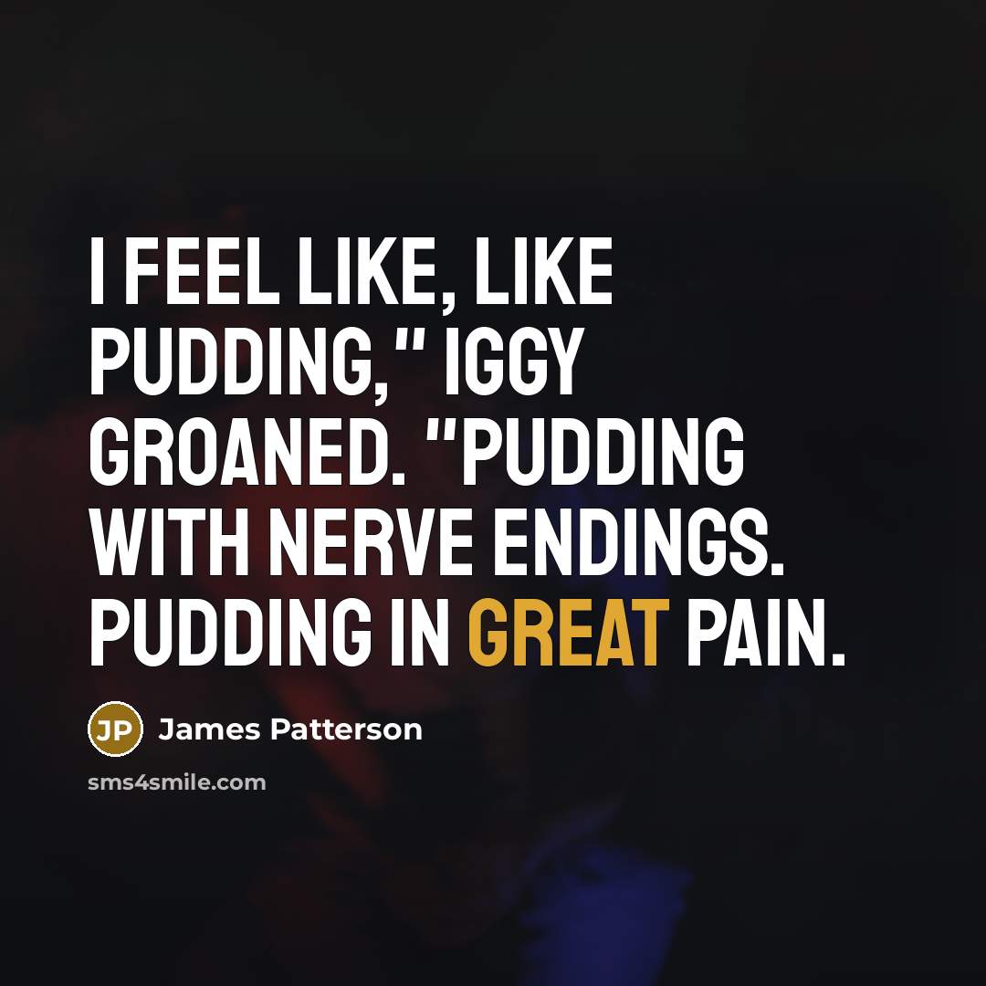 “I feel like, like pudding," Iggy groaned. "Pudding with nerve…” quote by James Patterson