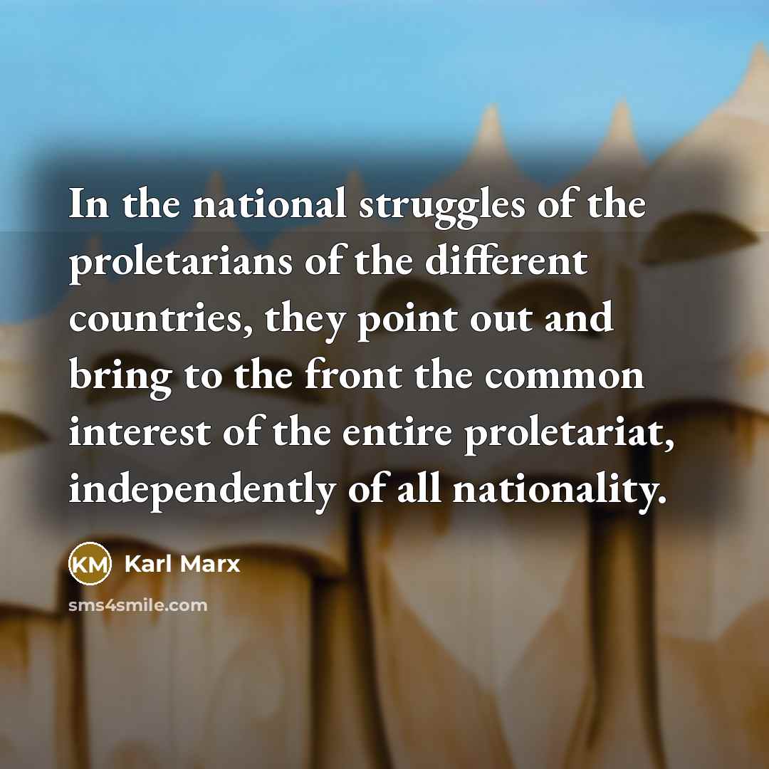 “In the national struggles of the proletarians of the different…” quote by Karl Marx