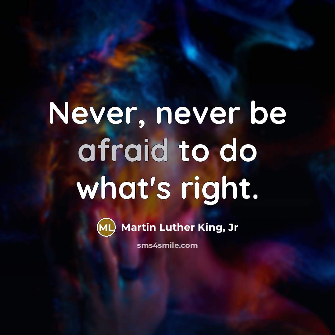 “Never, never be afraid to do what's right.…” quote by Martin Luther King, Jr