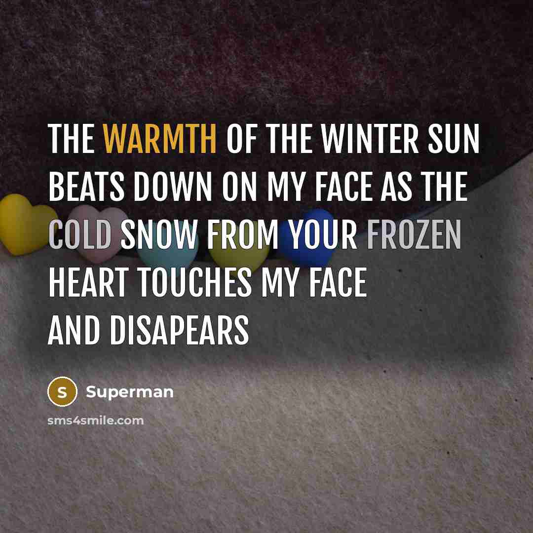 “The warmth of the Winter sun beats down on my…” quote by Superman