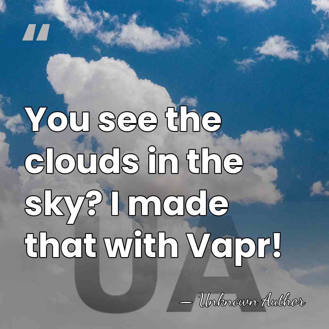 You see the clouds in the sky? I made that with Vapr! - Unknown Author