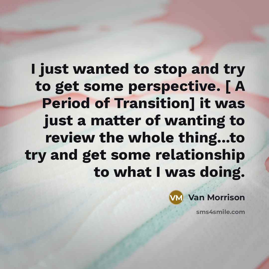 “I just wanted to stop and try to get some…” quote by Van Morrison