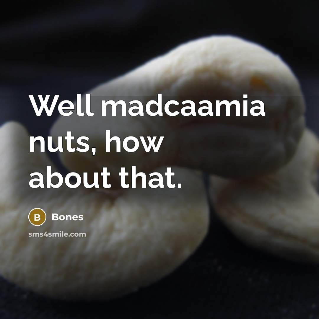 “Well madcaamia nuts, how about that.” quote by Bones