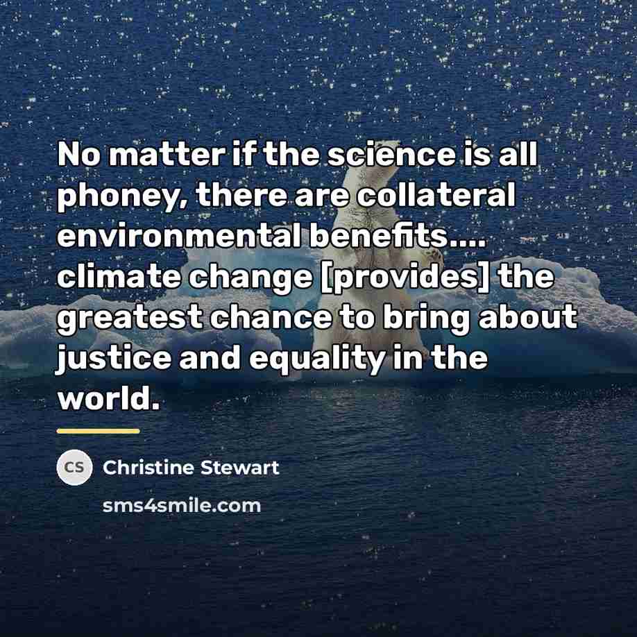 “No matter if the science is all phoney, there are…” quote by Christine Stewart