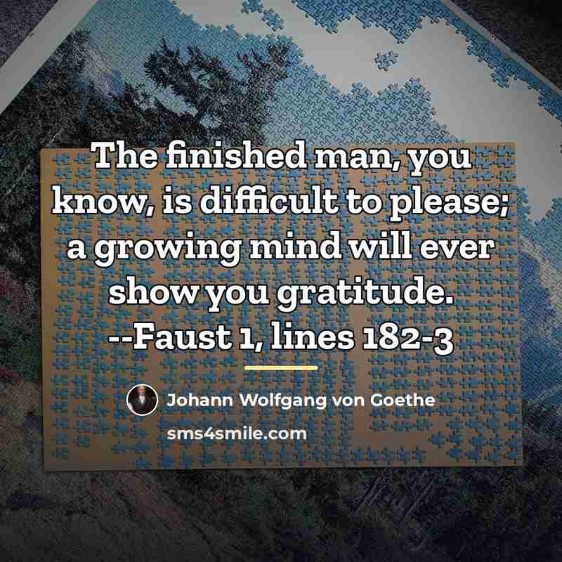 “The finished man, you know, is difficult to please; a…” quote by Johann Wolfgang von Goethe
