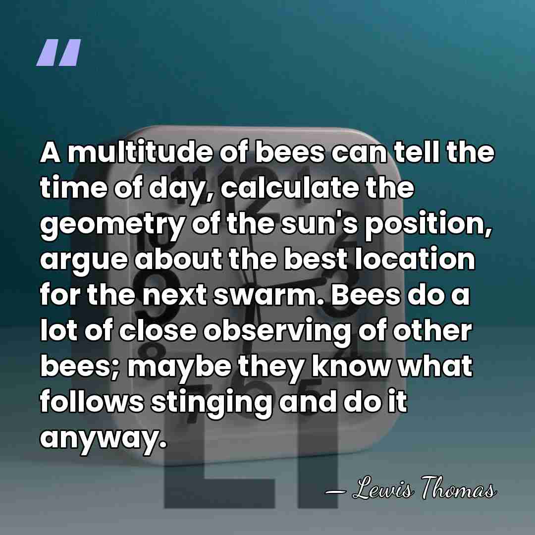 A multitude of bees can tell the time of day, calculate the&hellip; - Lewis Thomas