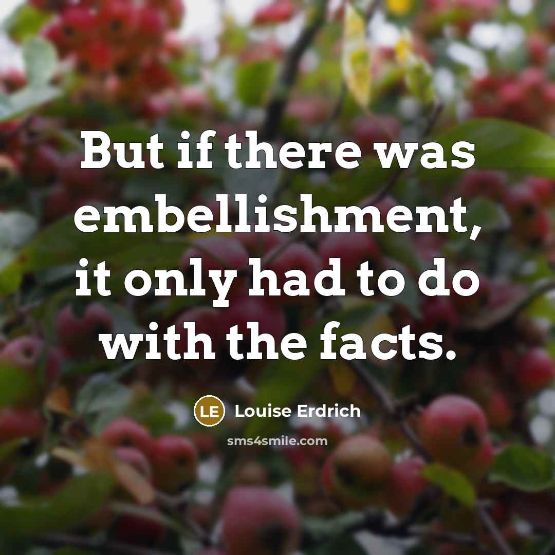 “But if there was embellishment, it only had to do…” quote by Louise Erdrich