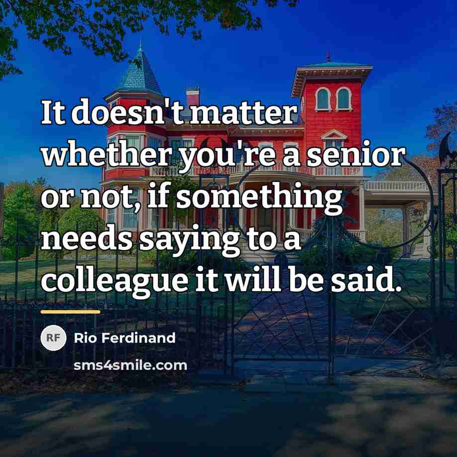 “It doesn't matter whether you're a senior or not, if…” quote by Rio Ferdinand