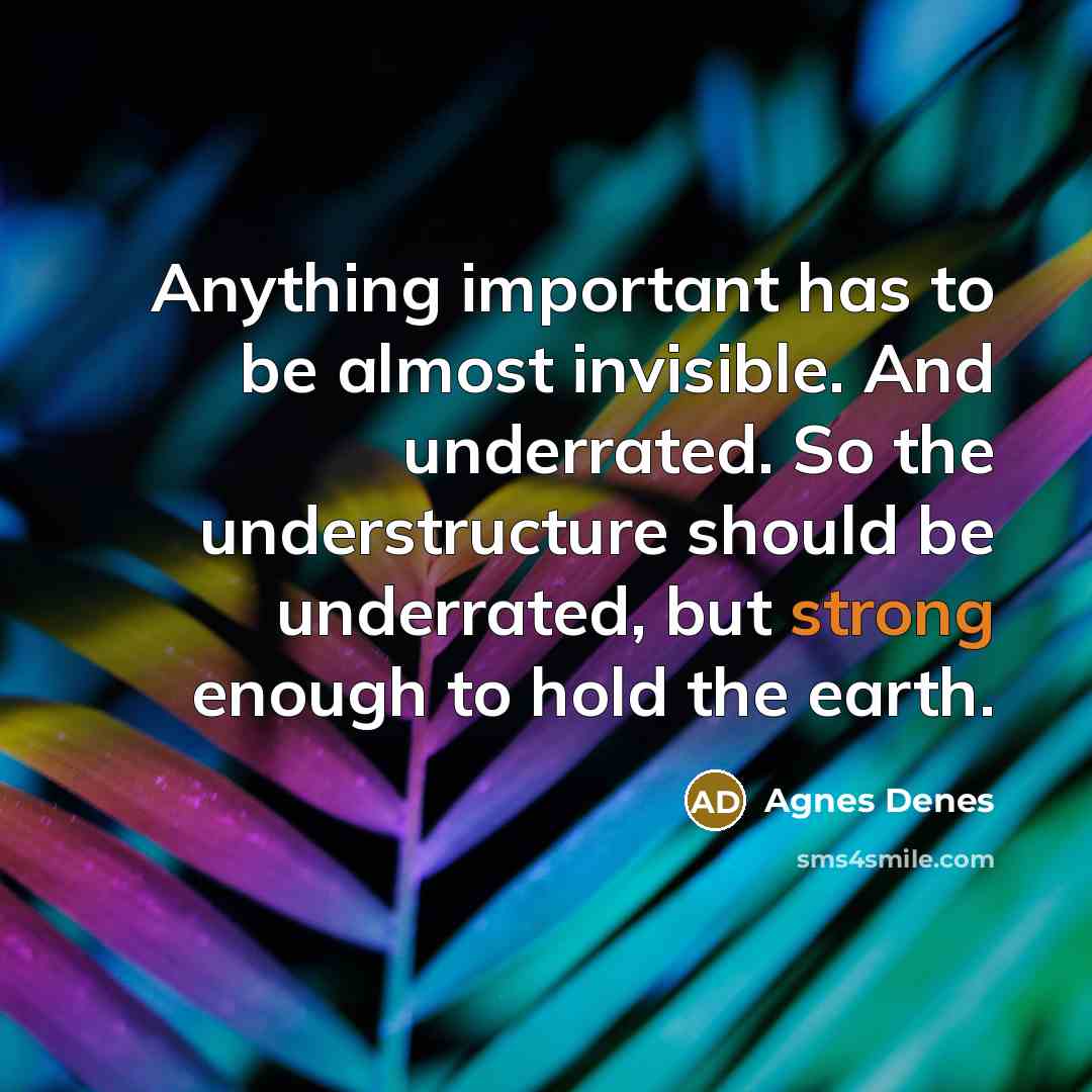 “Anything important has to be almost invisible. And underrated. So…” quote by Agnes Denes