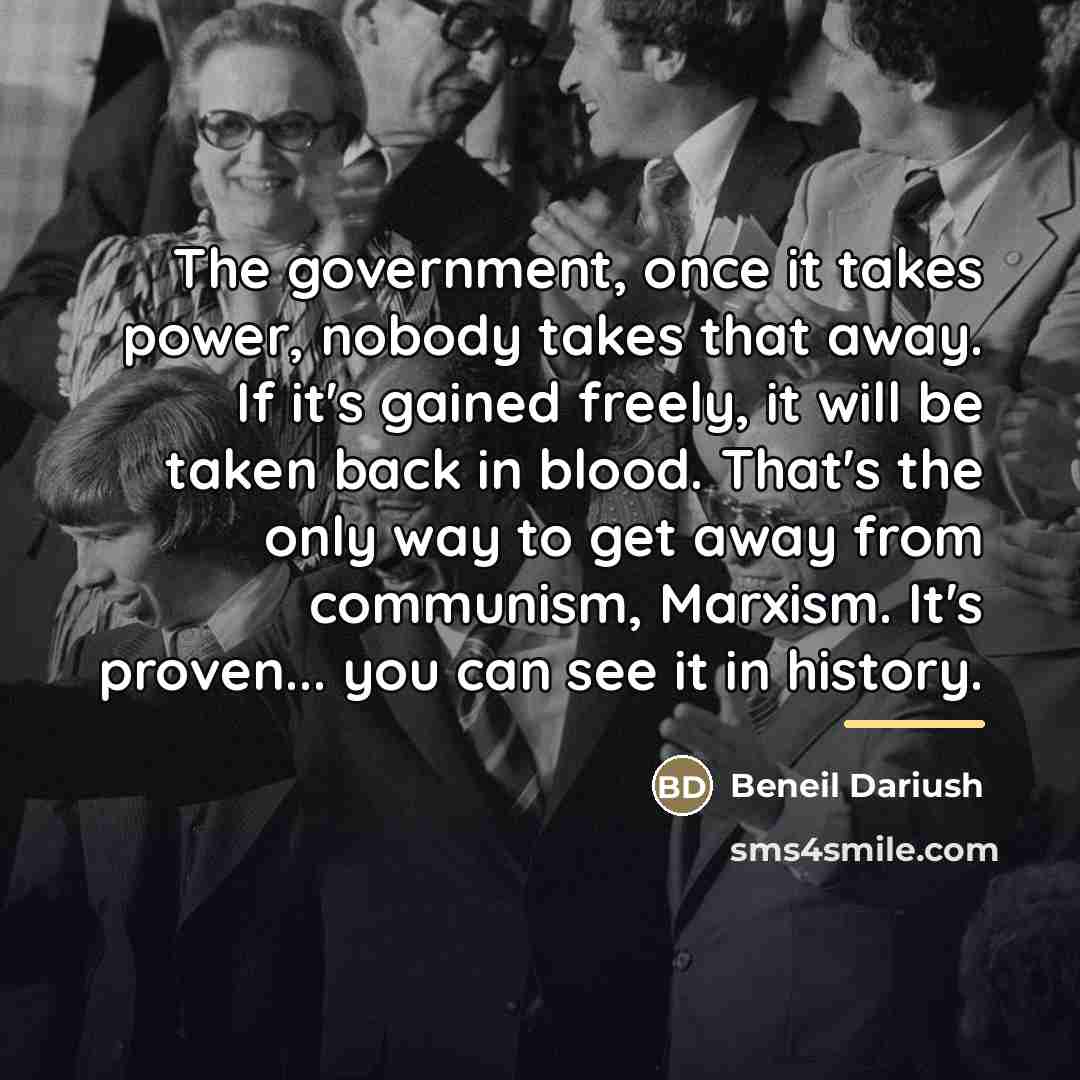“The government, once it takes power, nobody takes that away.…” quote by Beneil Dariush