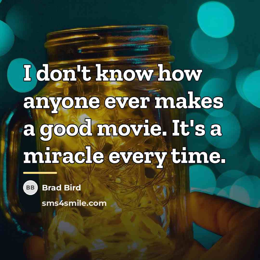 “I don't know how anyone ever makes a good movie.…” quote by Brad Bird