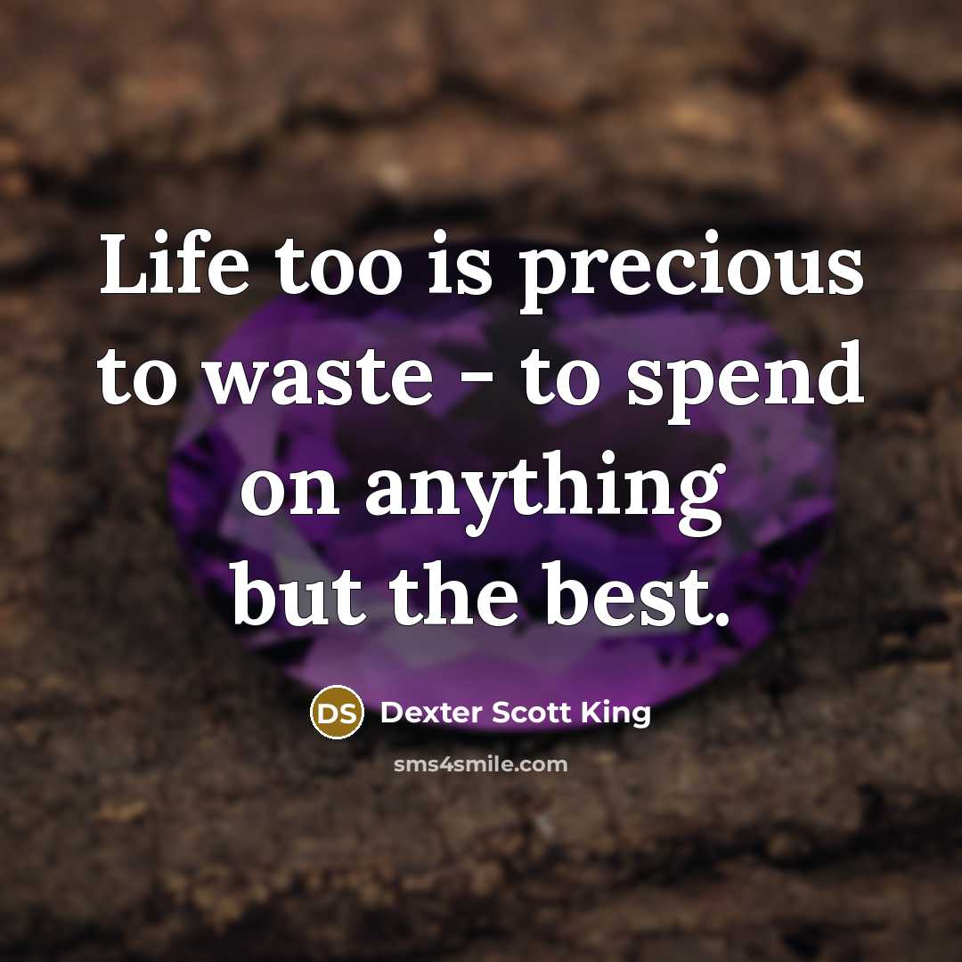 “Life too is precious to waste - to spend on…” quote by Dexter Scott King