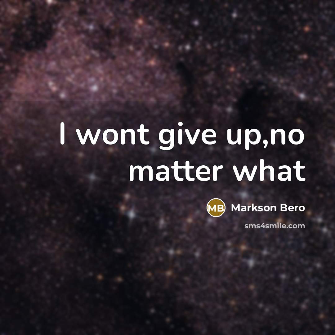 “I wont give up,no matter what” quote by Markson Bero