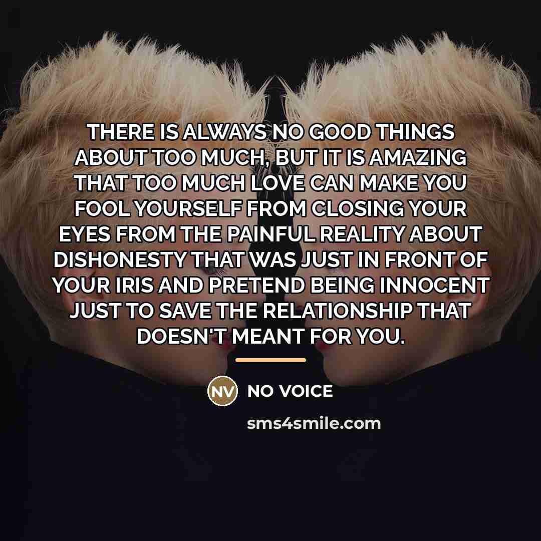 “THERE IS ALWAYS NO GOOD THINGS ABOUT TOO MUCH, BUT…” quote by NO VOICE