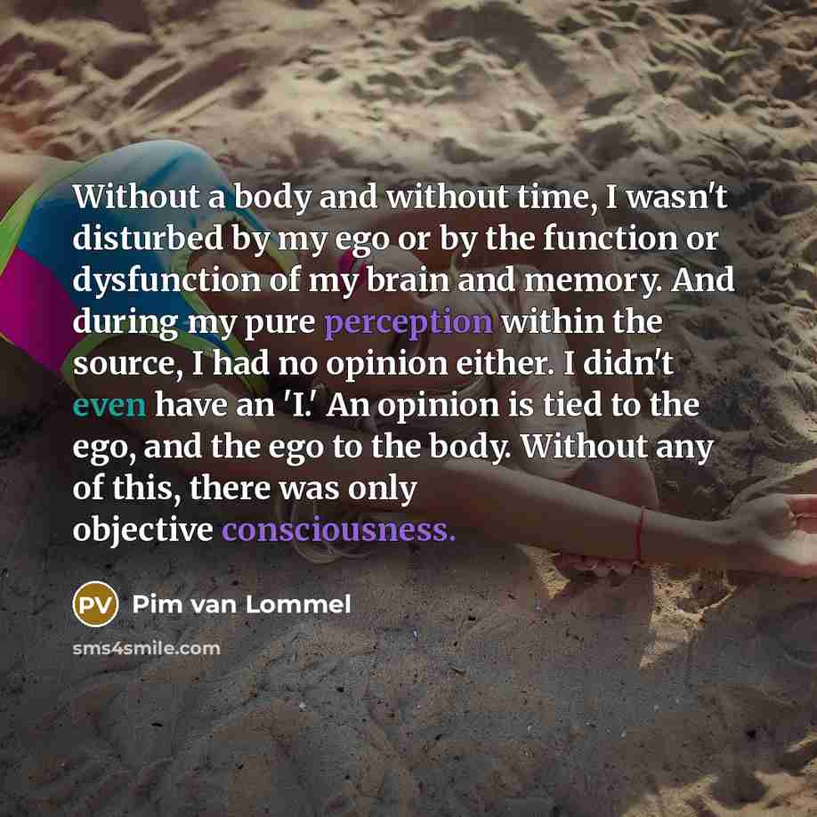 “Without a body and without time, I wasn't disturbed by…” quote by Pim van Lommel