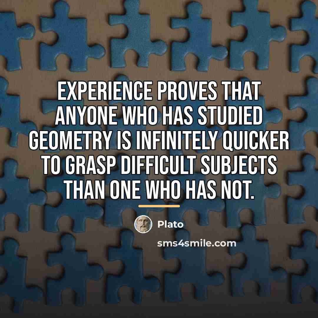 “Experience proves that anyone who has studied geometry is infinitely…” quote by Plato