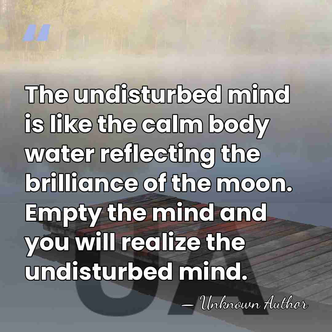 The undisturbed mind is like the calm body water reflecting the brilliance&hellip; - Unknown Author