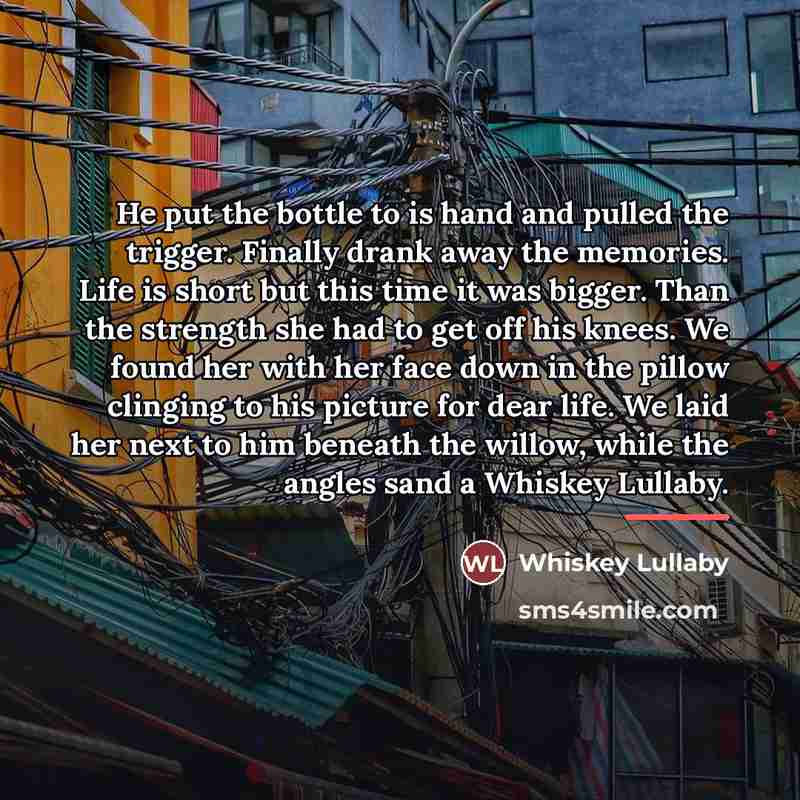 “He put the bottle to is hand and pulled the…” quote by Whiskey Lullaby