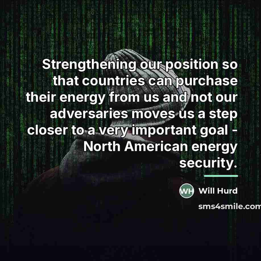 “Strengthening our position so that countries can purchase their energy…” quote by Will Hurd