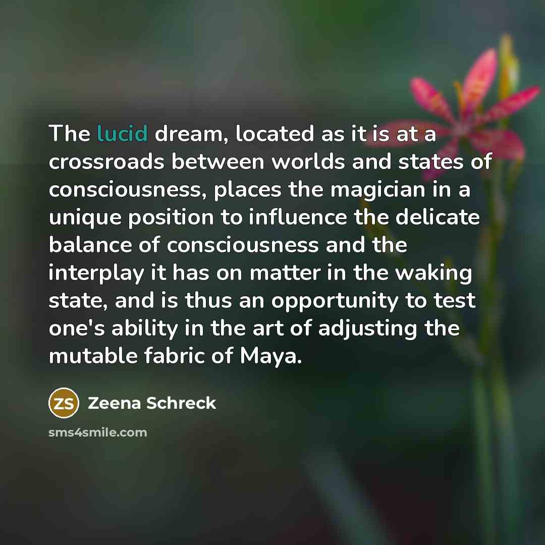 “The lucid dream, located as it is at a crossroads…” quote by Zeena Schreck