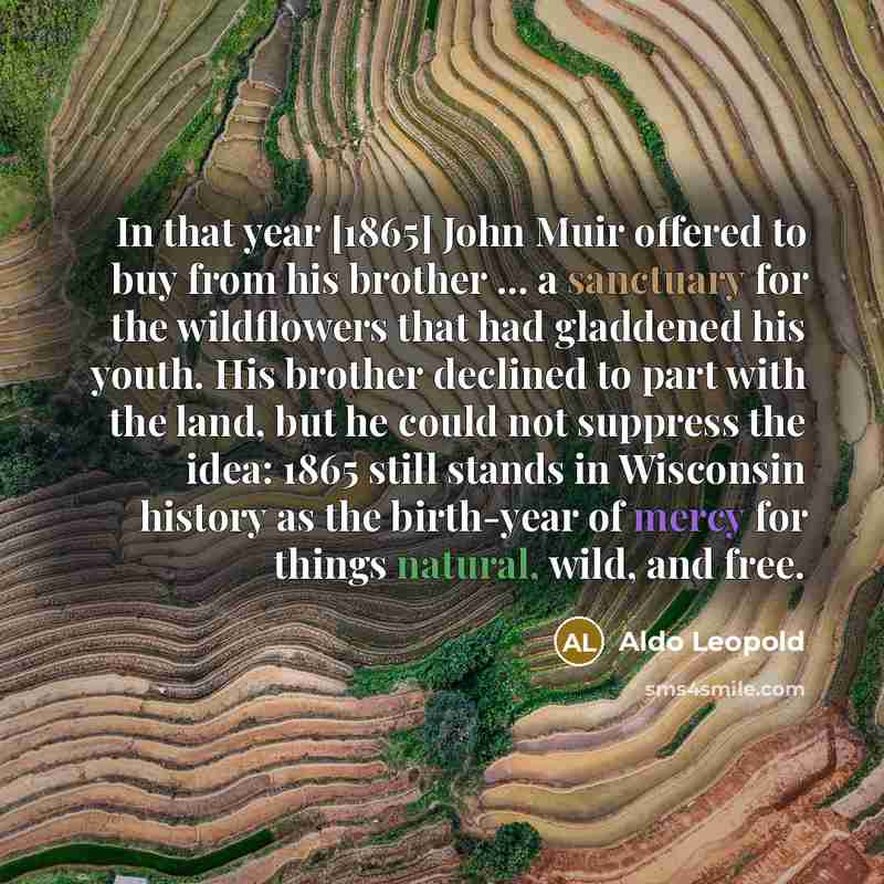 “In that year [1865] John Muir offered to buy from…” quote by Aldo Leopold