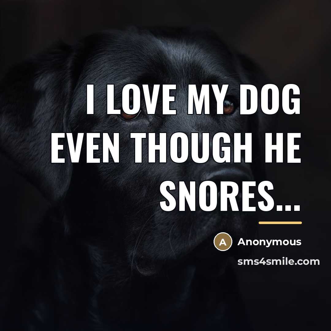 “I love my dog even though he snores...…” quote by Anonymous