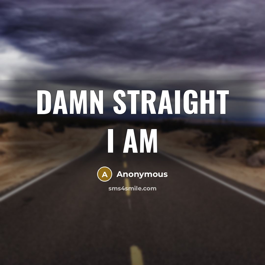 “Damn straight I am…” quote by Anonymous
