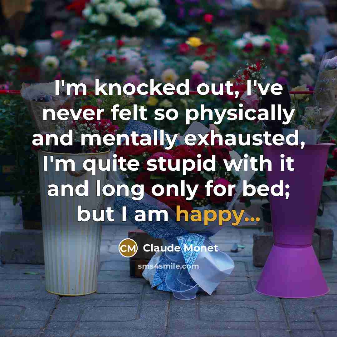 “I'm knocked out, I've never felt so physically and mentally…” quote by Claude Monet