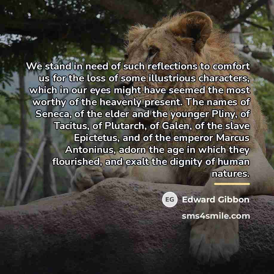 “We stand in need of such reflections to comfort us…” quote by Edward Gibbon