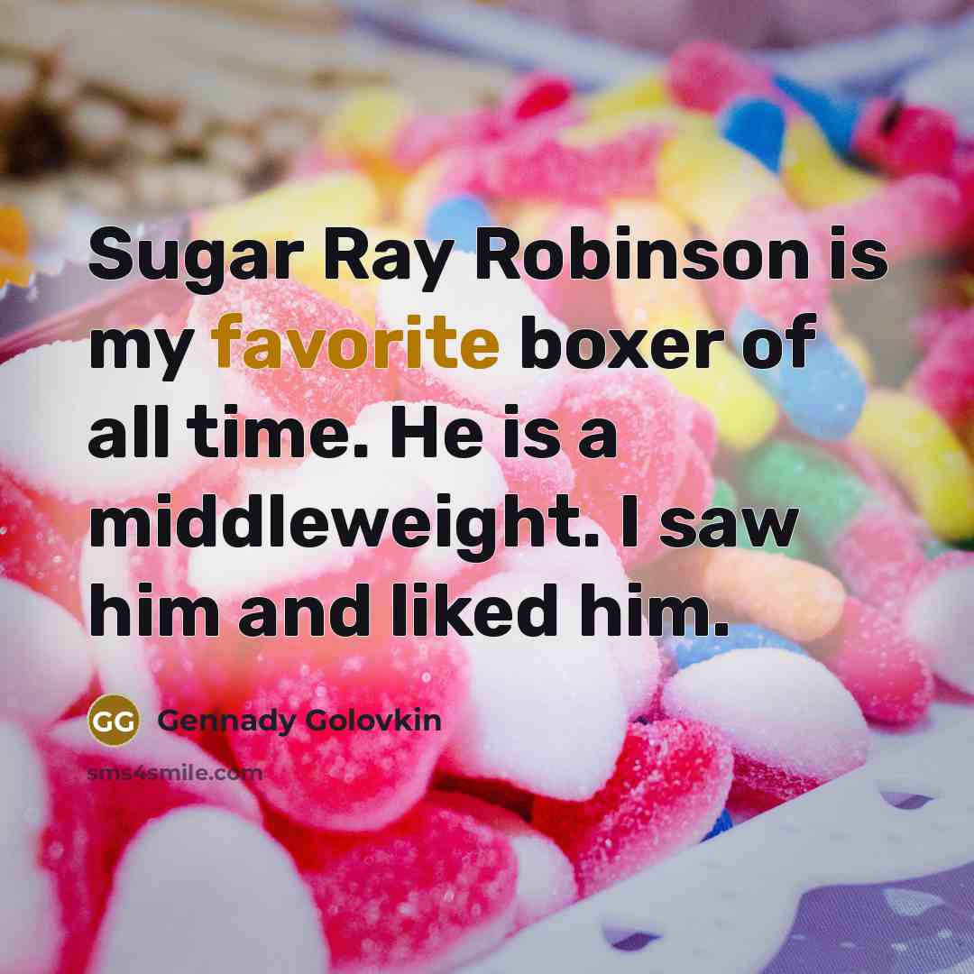 “Sugar Ray Robinson is my favorite boxer of all time. He is a middleweight. I saw him and liked him.” quote by Gennady Golovkin