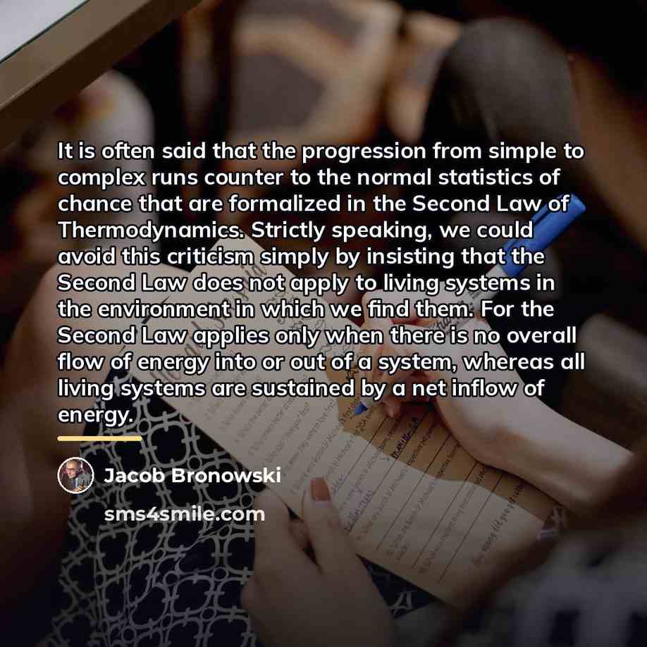 “It is often said that the progression from simple to…” quote by Jacob Bronowski