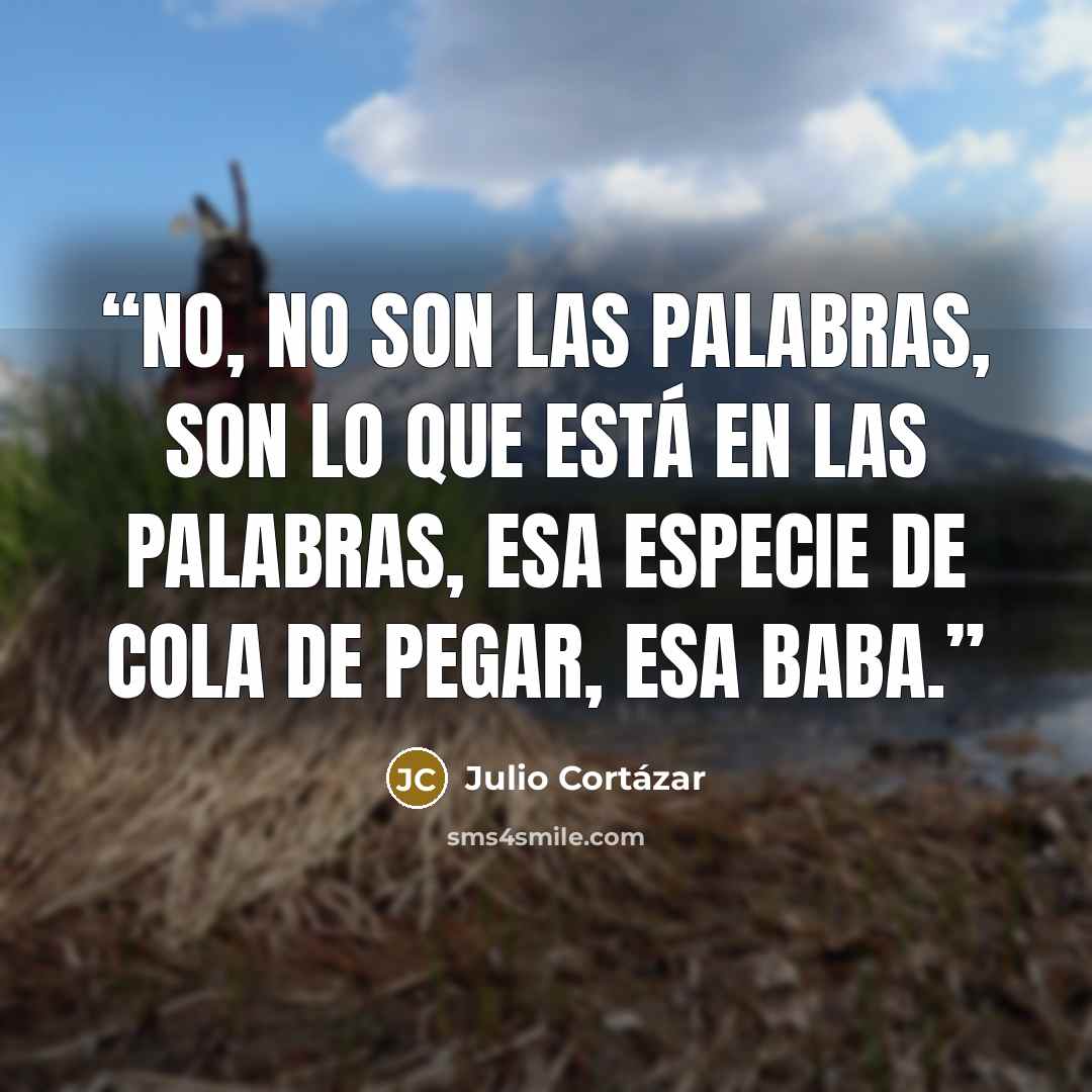 “No, no son las palabras, son lo que está en las palabras, esa especie de cola de pegar, esa baba.” quote by Julio Cortázar