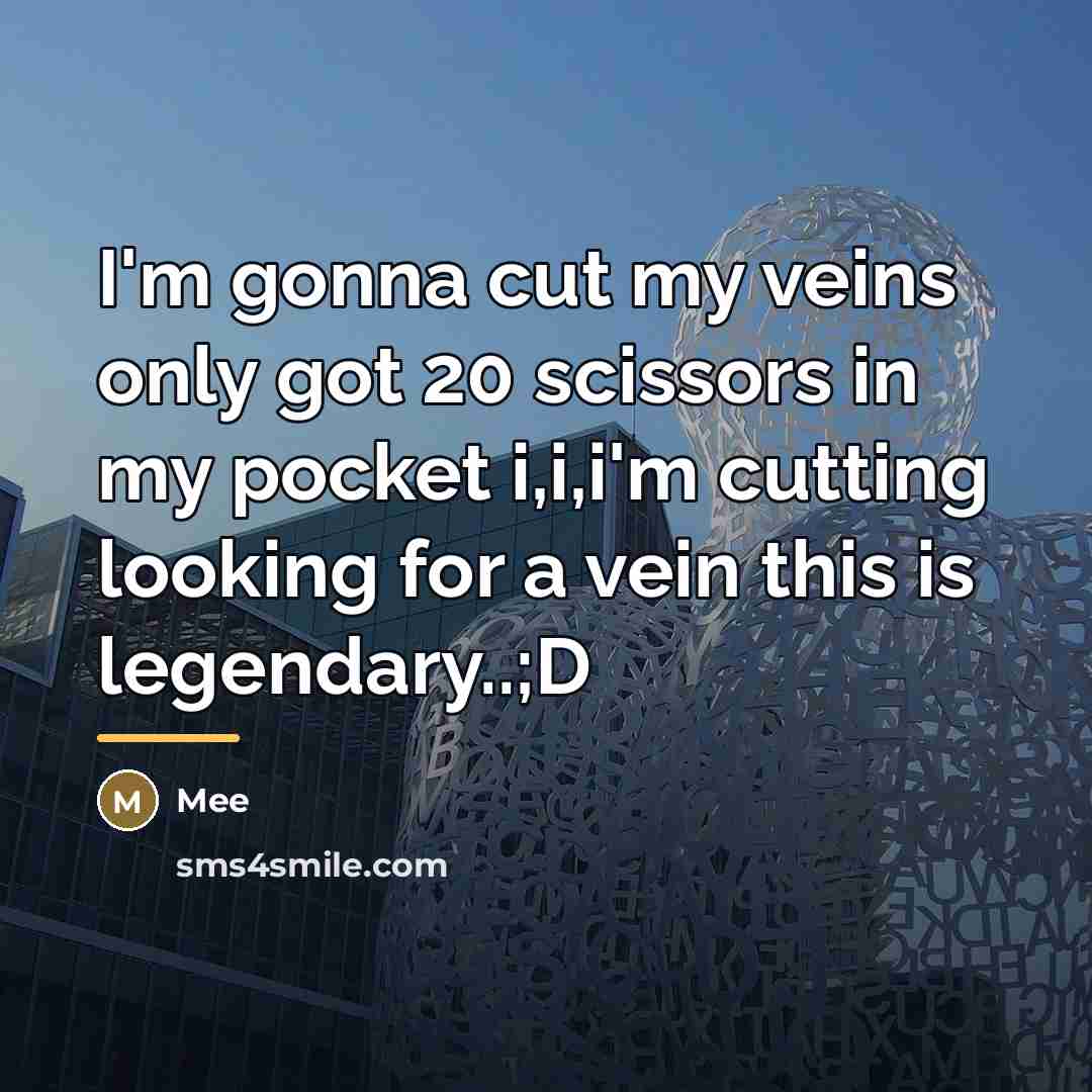 “I'm gonna cut my veins only got 20 scissors in…” quote by Mee