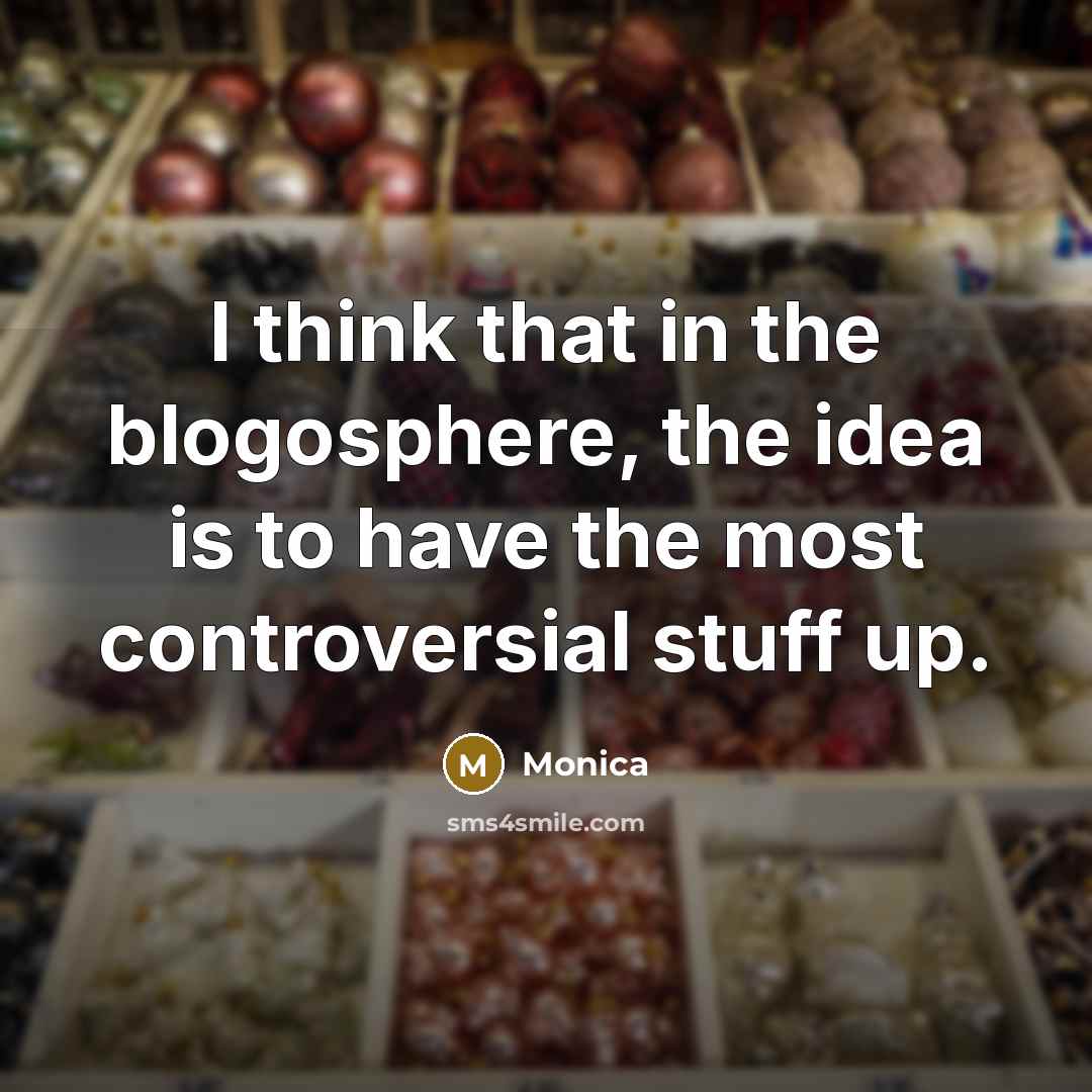“I think that in the blogosphere, the idea is to…” quote by Monica