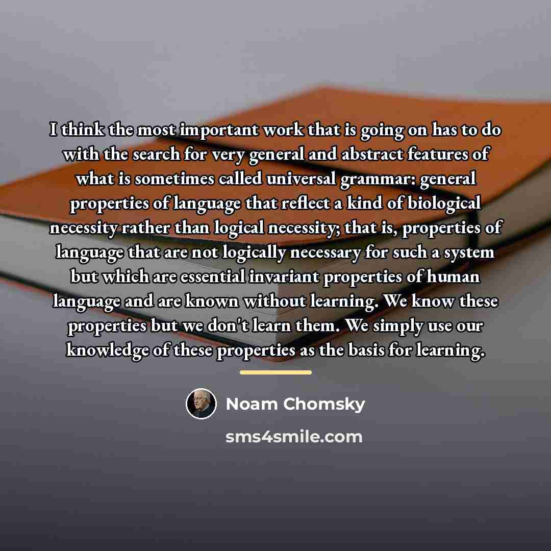 “I think the most important work that is going on…” quote by Noam Chomsky