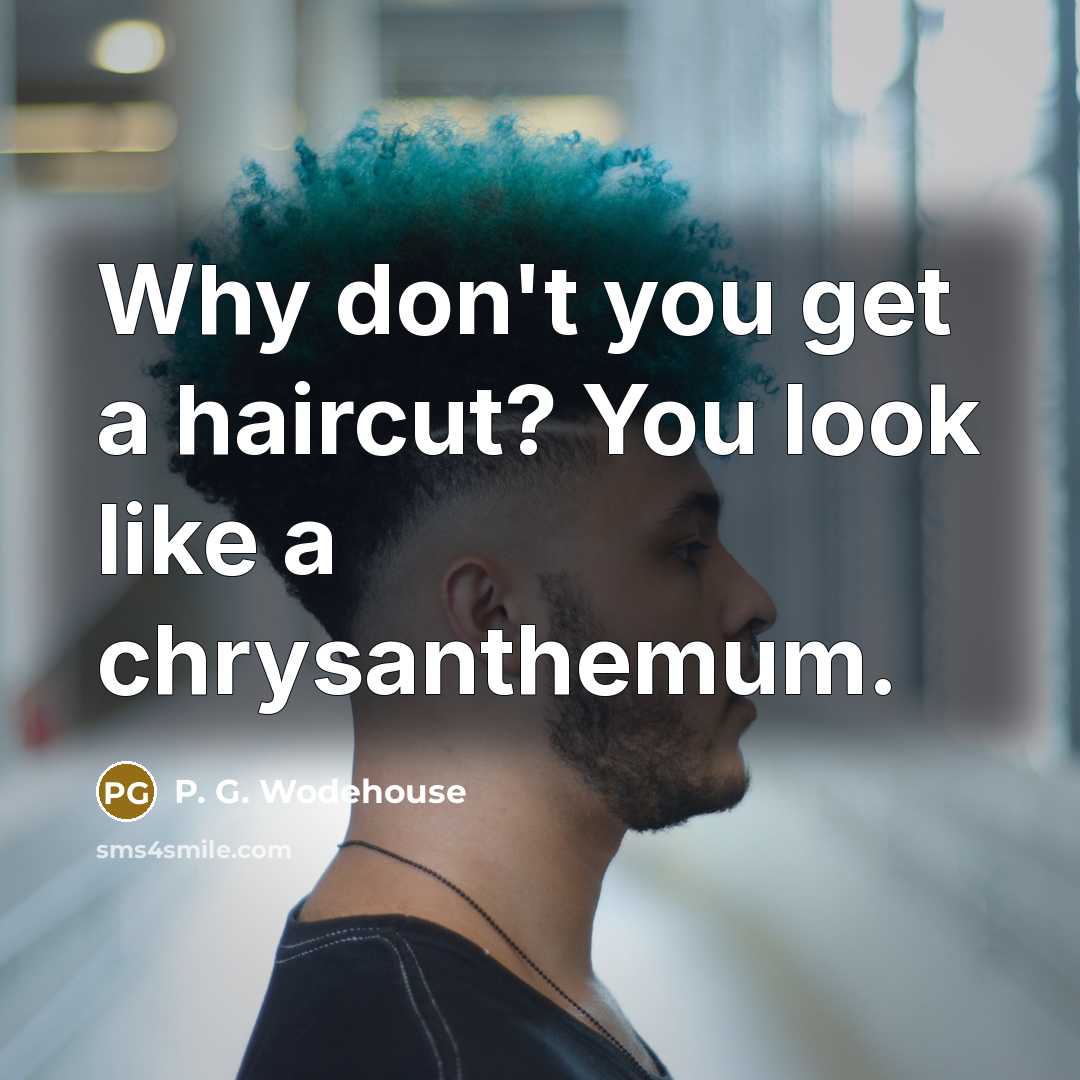 “Why don't you get a haircut? You look like a chrysanthemum.” quote by P. G. Wodehouse