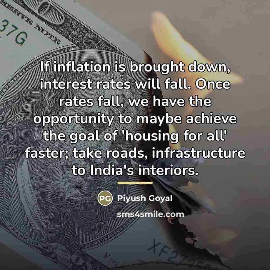 “If inflation is brought down, interest rates will fall. Once…” quote by Piyush Goyal