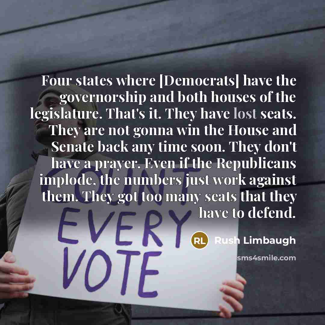 “Four states where [Democrats] have the governorship and both houses…” quote by Rush Limbaugh
