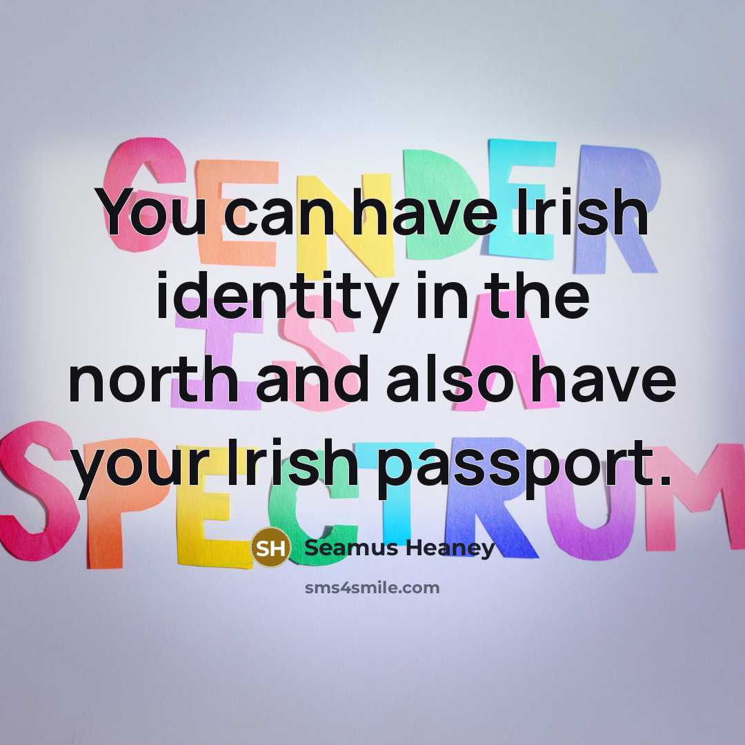 “You can have Irish identity in the north and also…” quote by Seamus Heaney