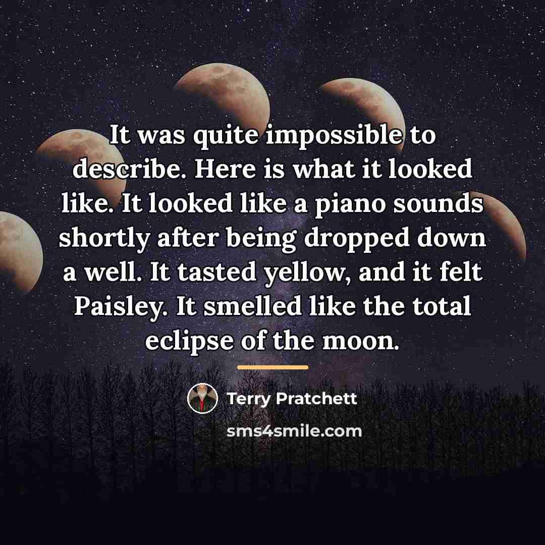 “It was quite impossible to describe. Here is what it…” quote by Terry Pratchett