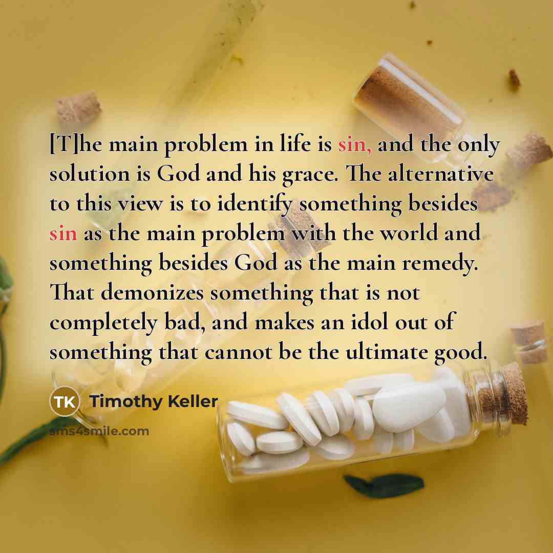 “[T]he main problem in life is sin, and the only…” quote by Timothy Keller