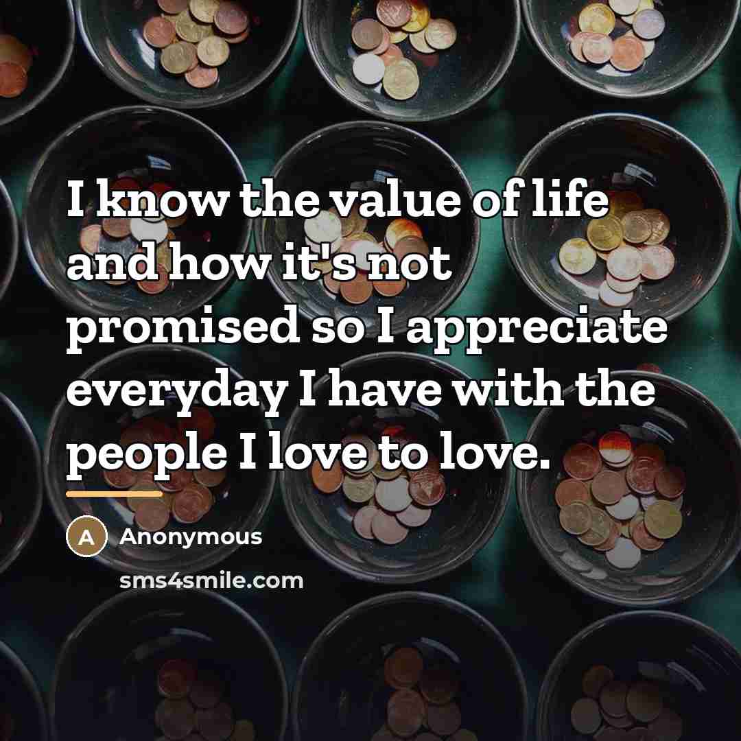 “I know the value of life and how it's not…” quote by Anonymous