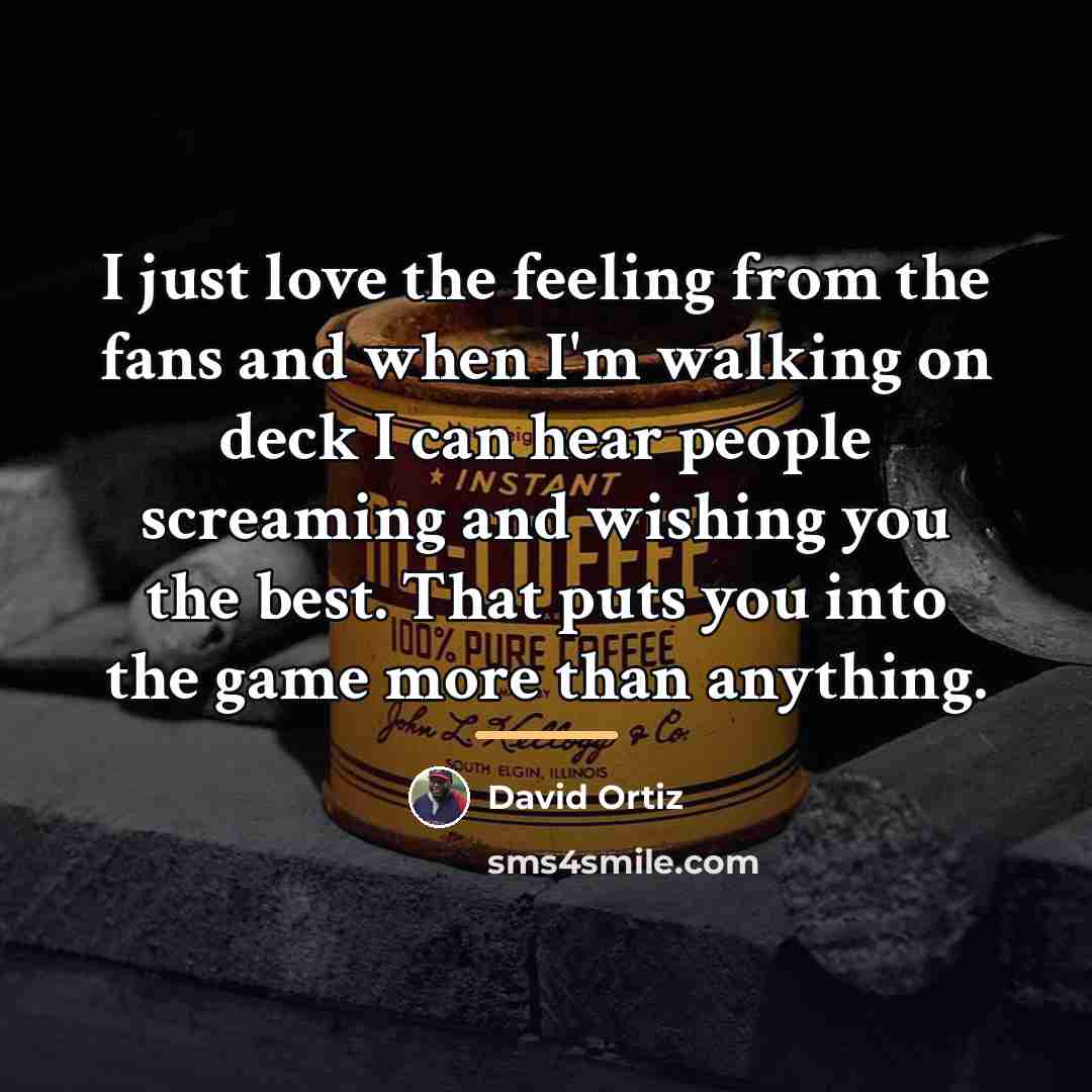 “I just love the feeling from the fans and when…” quote by David Ortiz