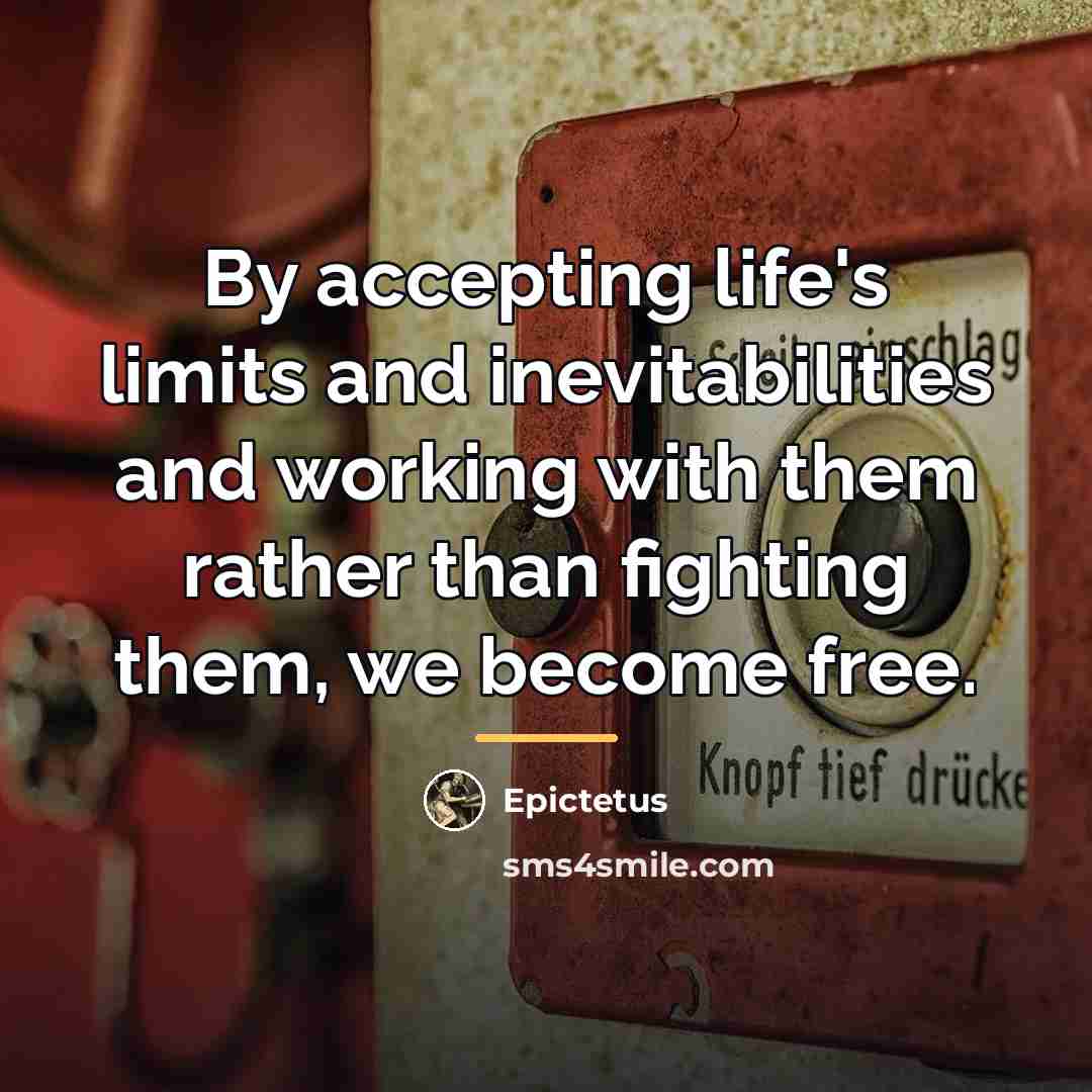 “By accepting life's limits and inevitabilities and working with them…” quote by Epictetus